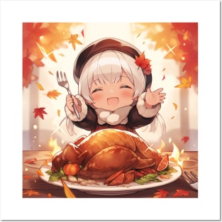 chibi girl thanksgiving Posters and Art